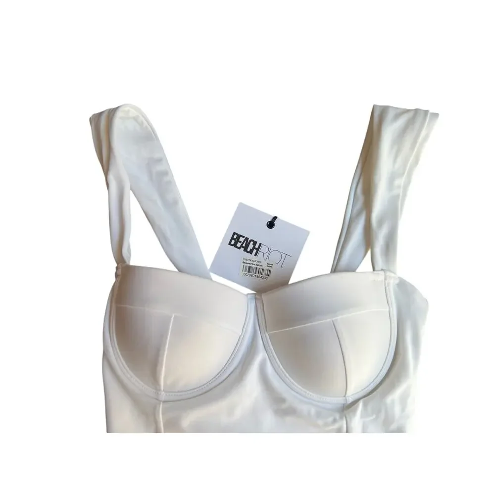 Beach Riot Women's Dina One Piece Swimsuit White Size XS MISSING BUCKLE 304364